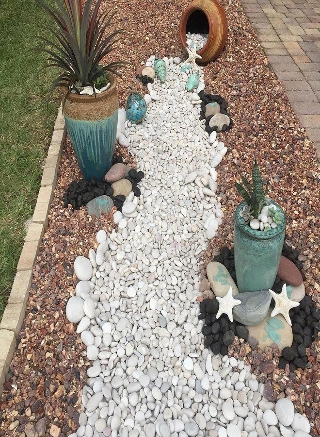 Maalavya Pebbles for |Garden & Home Décor|Aquarium|Vase fillers|Table| Etc (White 30 to 90 MM, Unpolished 5 Kg) - Image 5